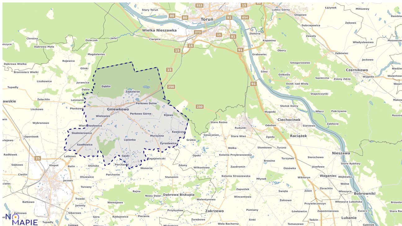 Mapa obszarów ochrony przyrody Gniewkowa