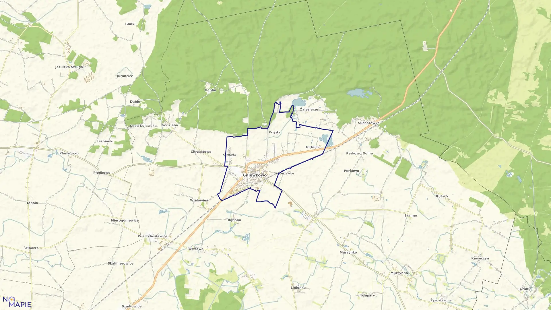 Mapa obrębu Gniewkowo w gminie Gniewkowo
