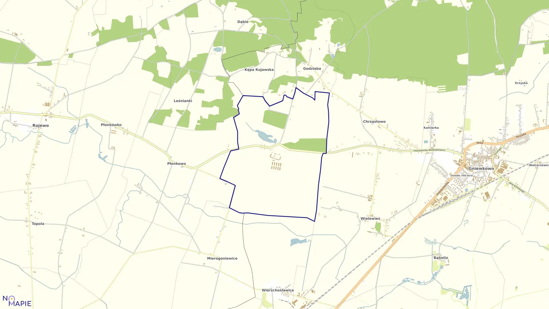Mapa obrębu Kaczkowo w gminie Gniewkowo