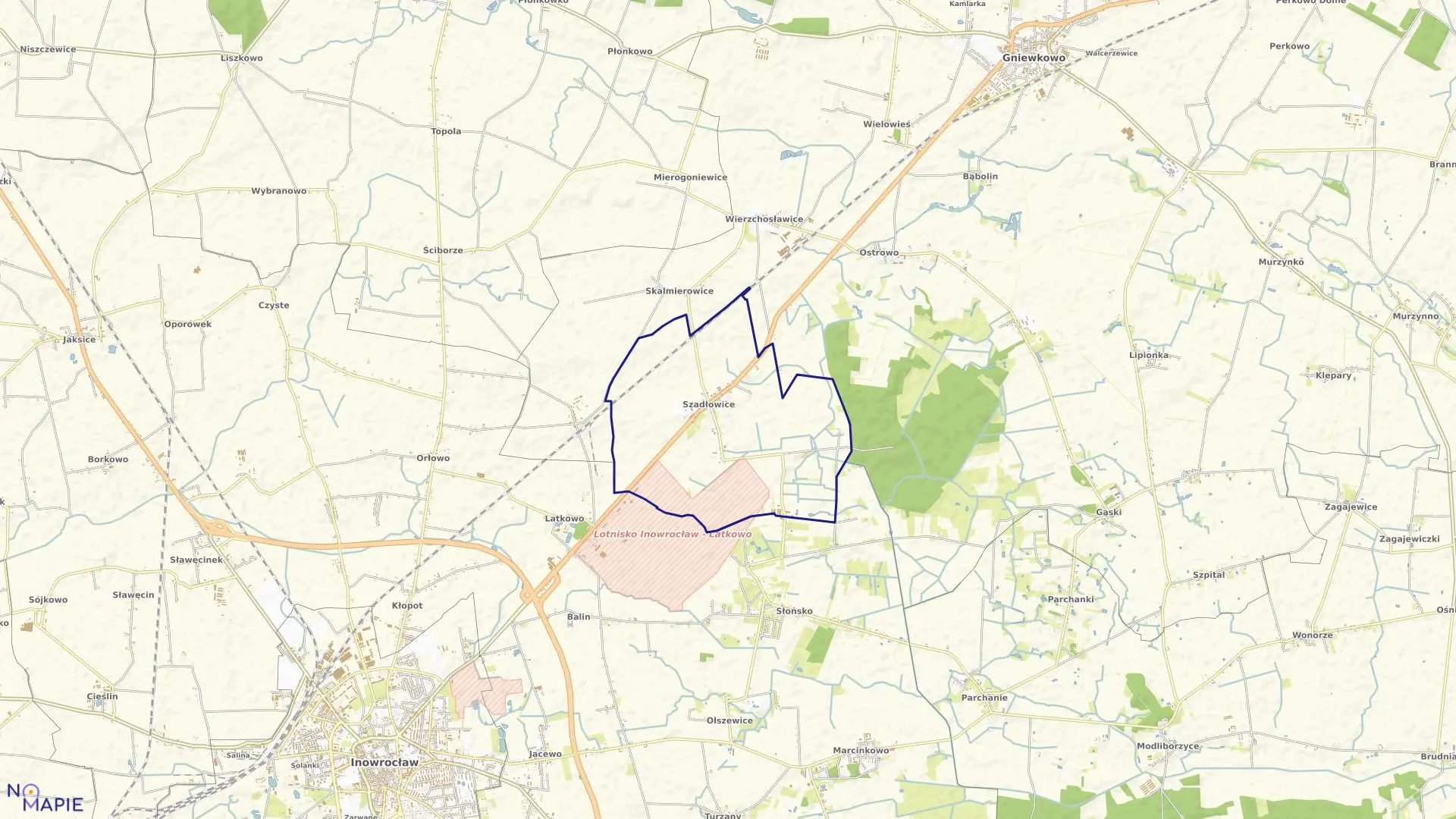 Mapa obrębu Szadłowice w gminie Gniewkowo